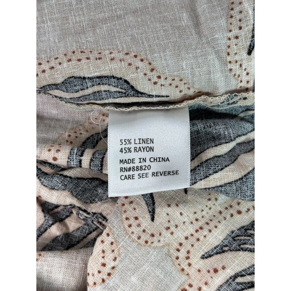 Panama Jack Womens Short Sleeve Button-Down Shirt M Leaf Print Linen/Rayon Blend - Picture 5 of 10